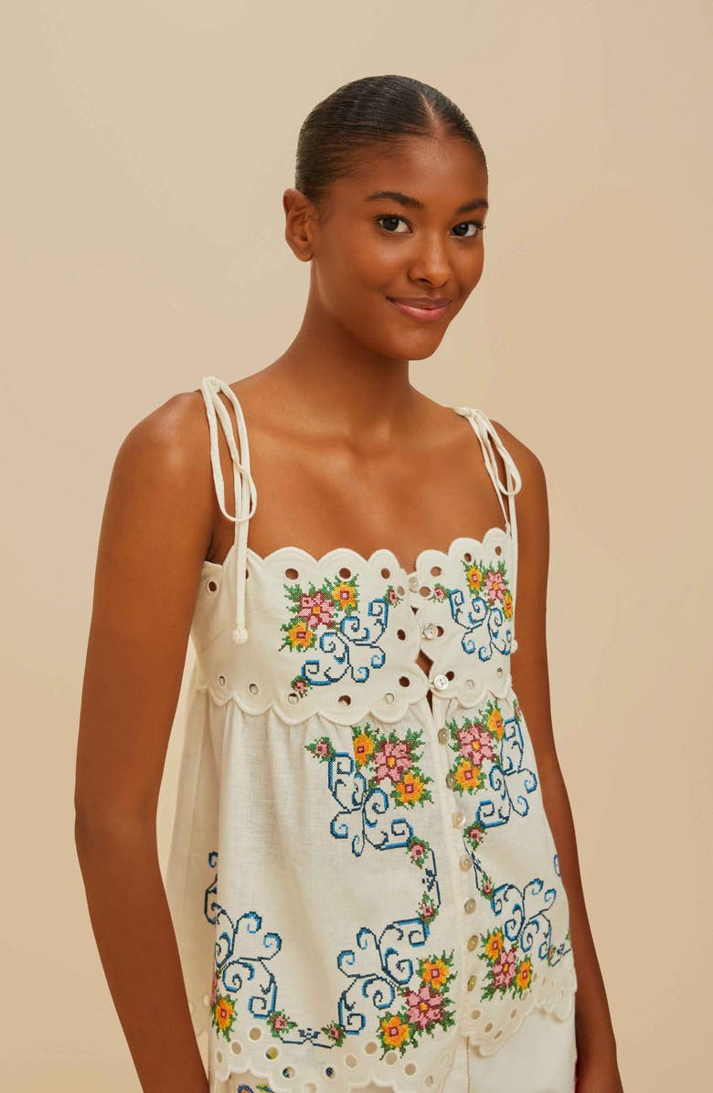 FARM Rio Grandma's Treasure Tie Strap Camisole, Alternate, color, Off-White