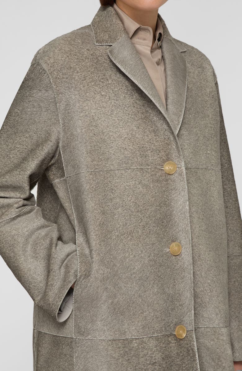 Lafayette 148 New York Genuine Calf Hair Three Button Coat, Alternate, color, Raindrop