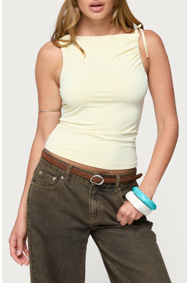 Shanee Tie Shoulder Tank, Main, color, YELLOW