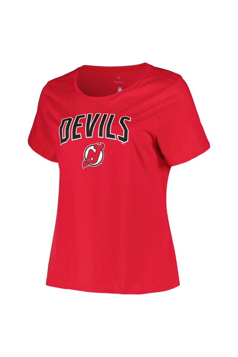 Women's Profile Red New Jersey Devils Plus Size Arch Over Logo T-Shirt, Alternate, color, Red