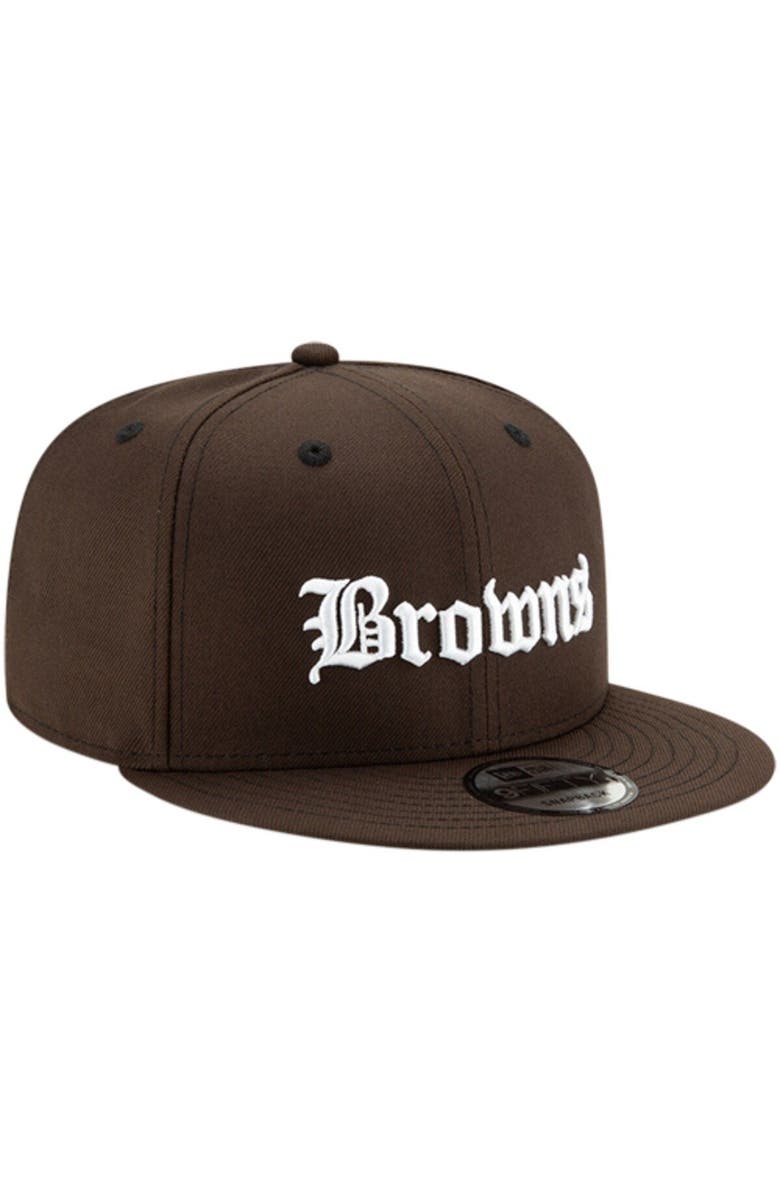 New Era Men's New Era Brown Cleveland Browns Gothic Script 9FIFTY Adjustable Snapback Hat, Alternate, color, 