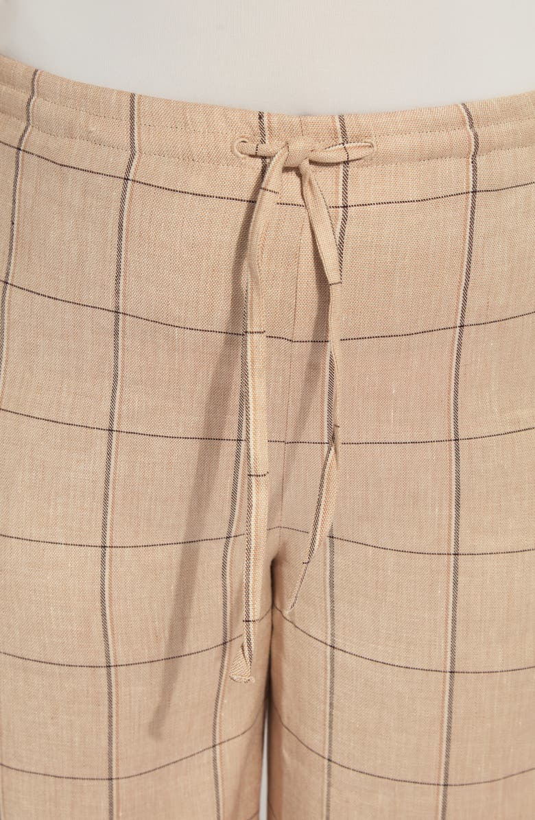 Lysse Nixie Drawstring Linen Blend Wide Leg Pants, Alternate, color, Isla Check