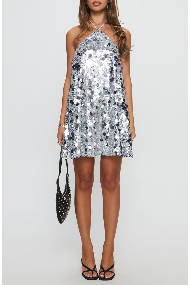 Princess Polly Fluorescents Sequin & Paillette Halter Minidress (Women)
