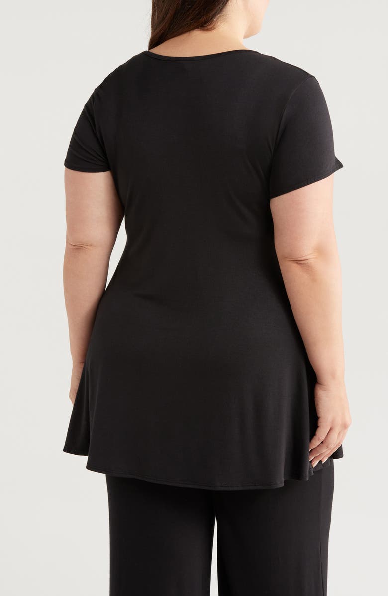 24seven Comfort Apparel V-Neck Jersey Swing Top, Alternate, color, Black