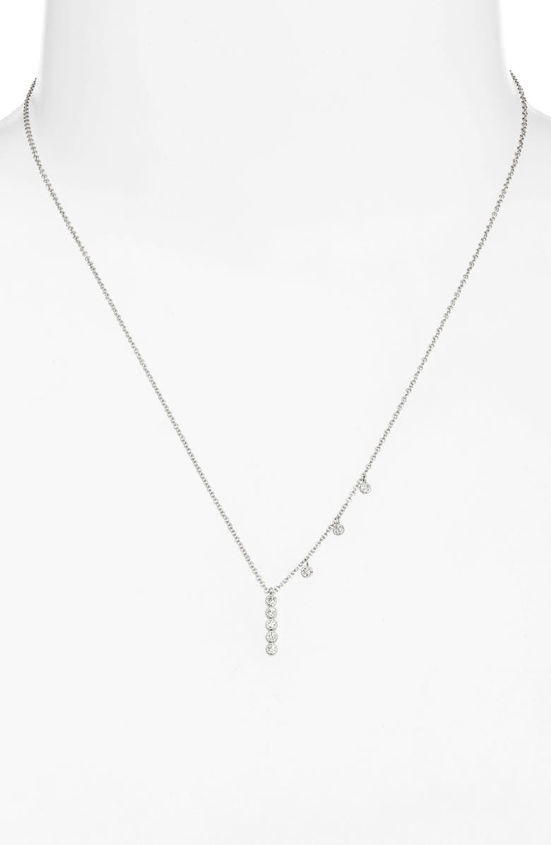 Meira T Diamond Bezel Bar Pendant Necklace, Alternate, color, White Gold