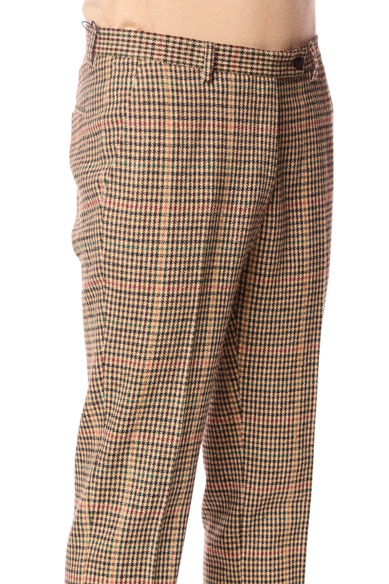 Downing Slim Fit Flat Front Houndstooth Wool Blend Dress Pants, Alternate, color, GREEN MULTI HOUNDSTOOTH