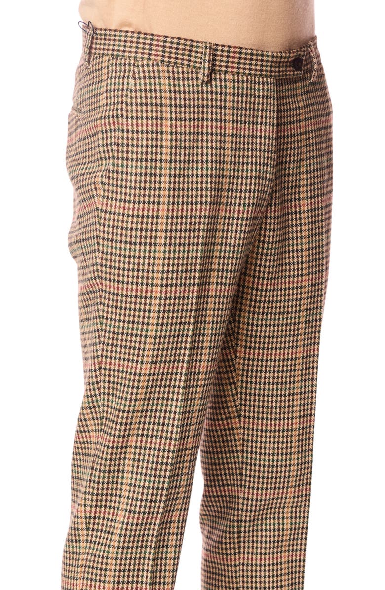 PAISLEY & GRAY Downing Slim Fit Flat Front Houndstooth Wool Blend Dress Pants, Alternate, color, Green Multi Houndstooth