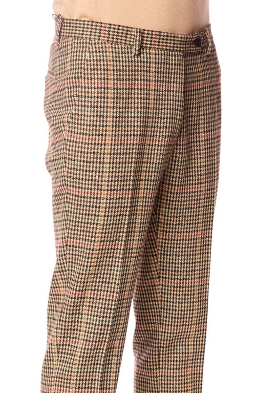 Paisley & Gray Downing Slim Fit Flat Front Houndstooth Wool Blend Dress Pants In Multi