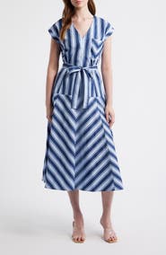 ZOE AND CLAIRE Stripe Tie Waist Maxi Dress