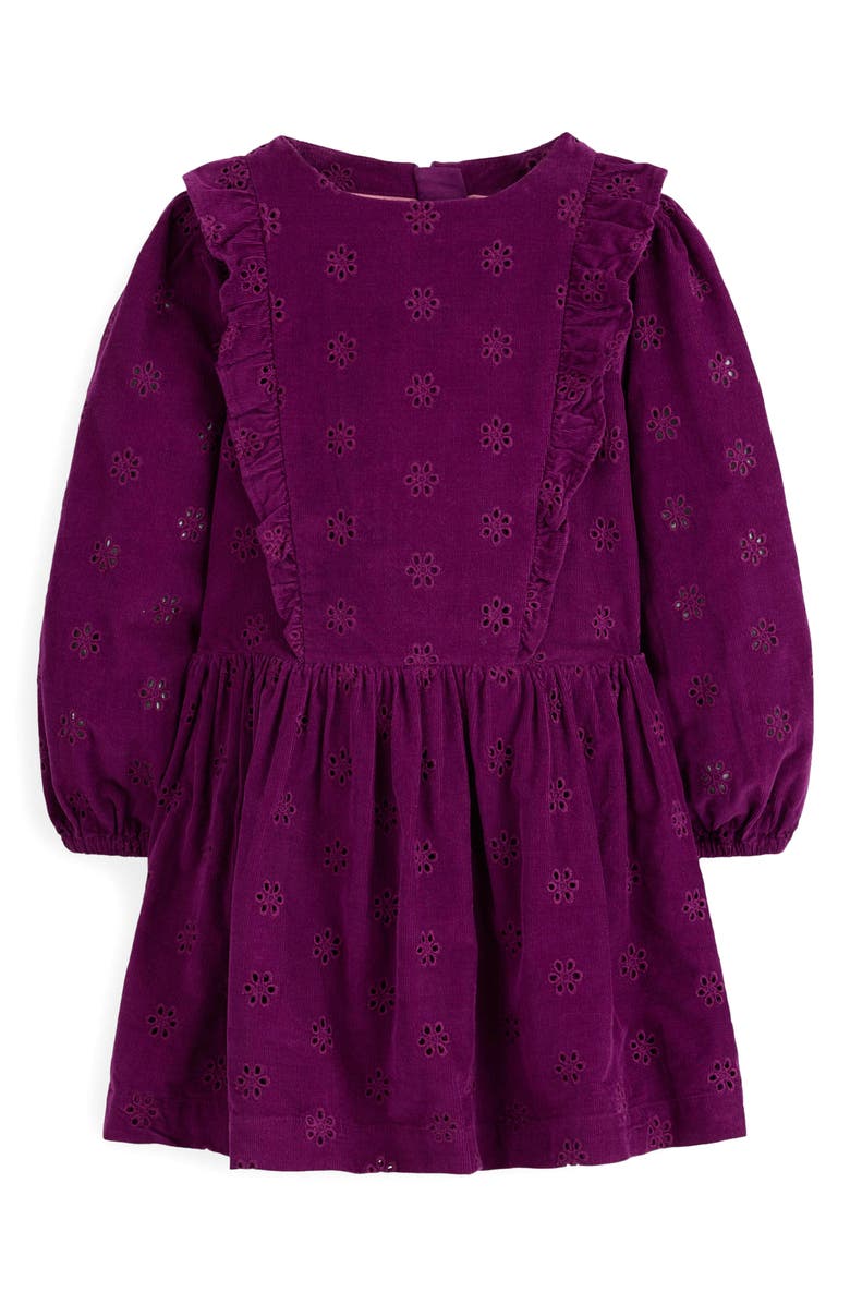 Mini Boden Kids' Eyelet Corduroy Dress, Main, color, Blackberry