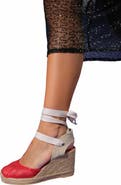 Forever & Always Shoes Lions Mesh Leather Wedge Espadrilles Sandal