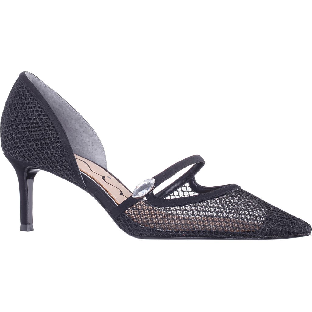 Nina Nashly Pointed Toe Cap Toe Mary Jane Pump In Black