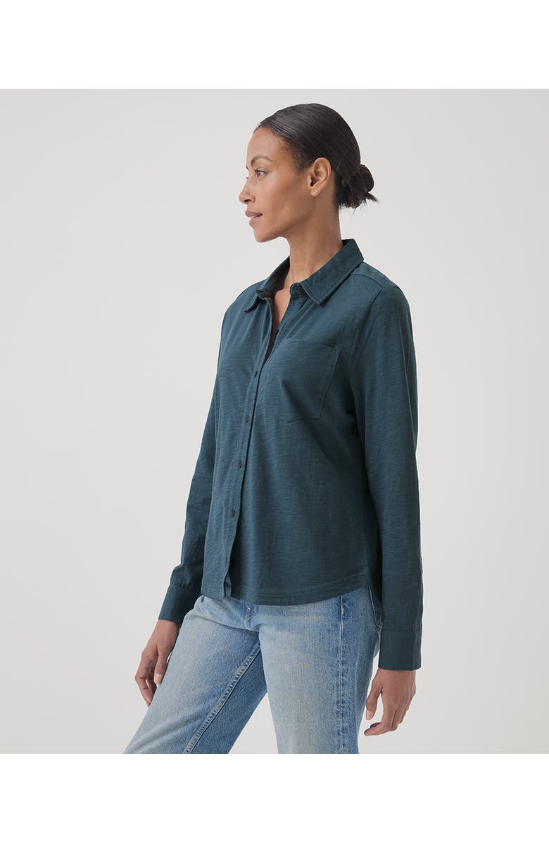 Pact Organic Cotton Relaxed Slub Long Sleeve Button Up, Alternate, color, Ore