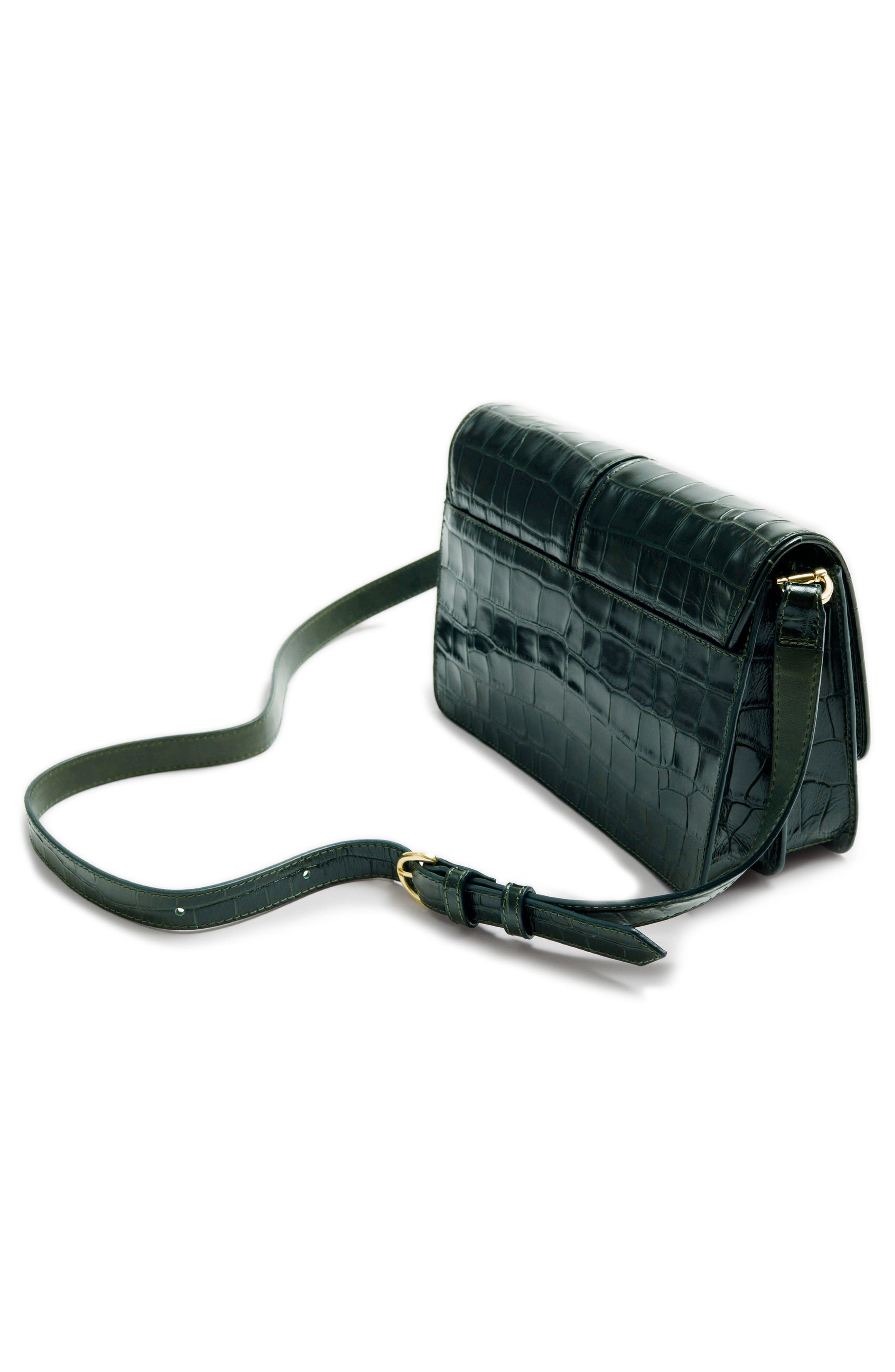 & Other Stories Croc Embossed Leather Crossbody Bag, Alternate, color, 