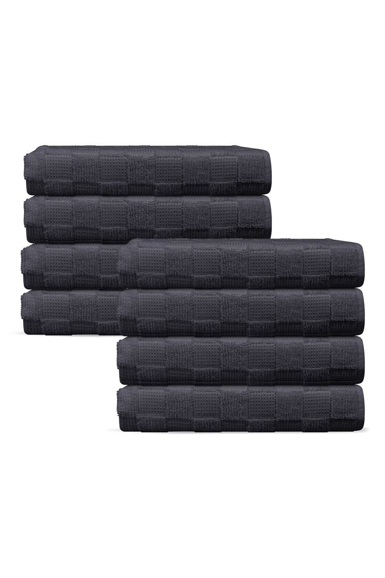 Waffle Terry 8-Piece Turkish Cotton Hand Towels, Main, color, ANTHRACITE