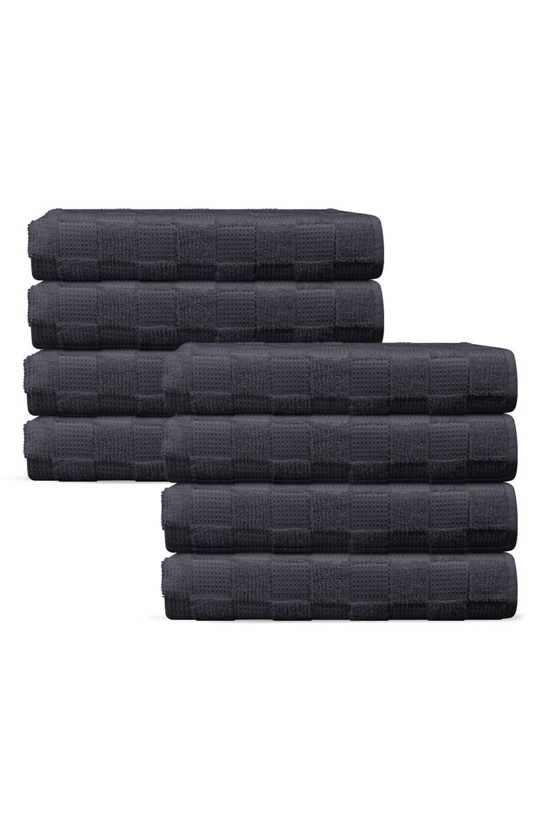 DePera Waffle Terry 8-Piece Turkish Cotton Hand Towels, Main, color, Anthracite