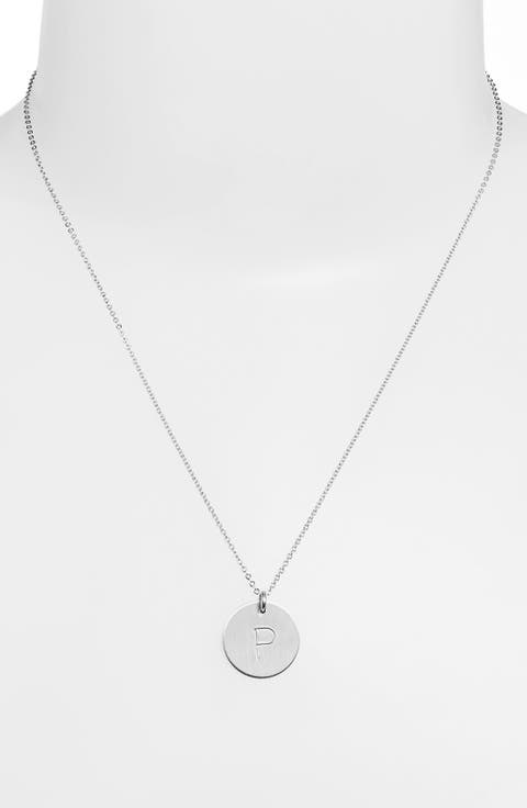 Sterling Silver Initial Disc Necklace