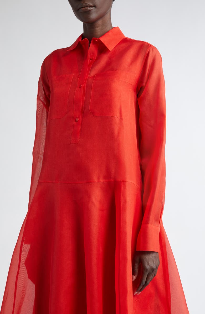 Altuzarra Sissy Long Sleeve Silk Organza Shirtdress, Alternate, color, 