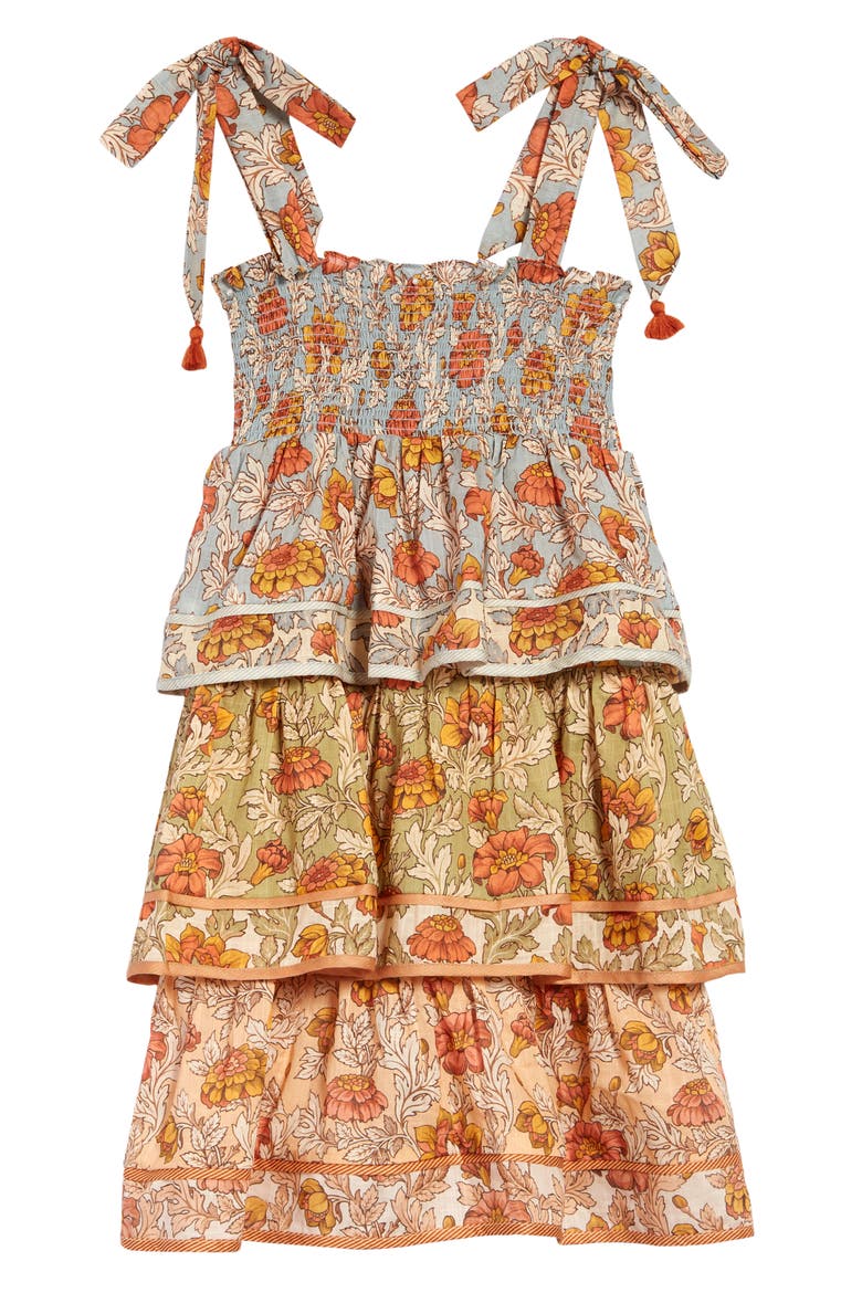 Kids' Andie Floral Print Tiered Cotton Sundress, Alternate, color, SPLICED
