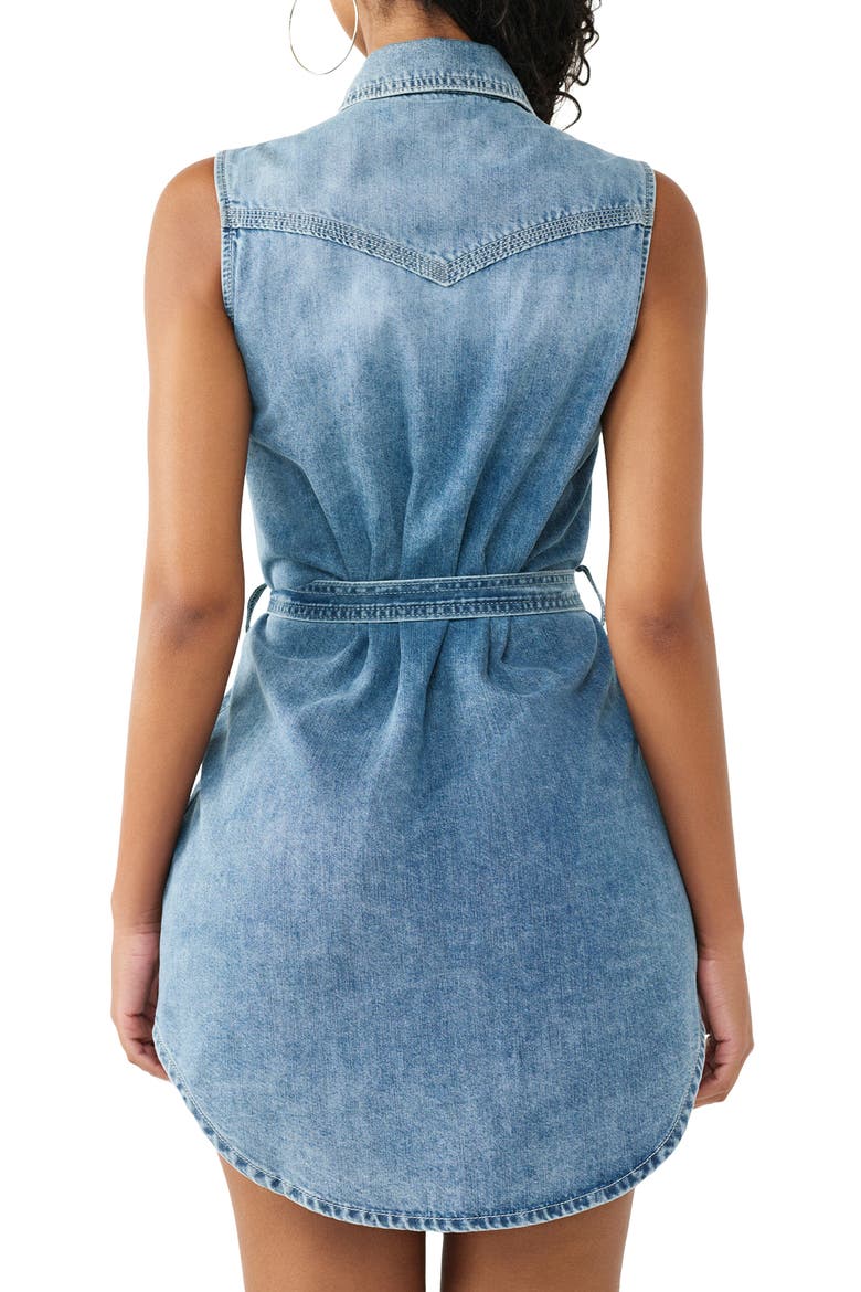 Georgia Sleeveless Denim Minidress, Alternate, color, BARE GLOW