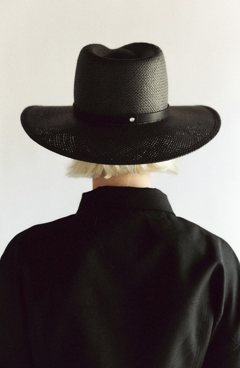 Janessa Leoné Sherman Packable Straw Fedora, Alternate, color, Black