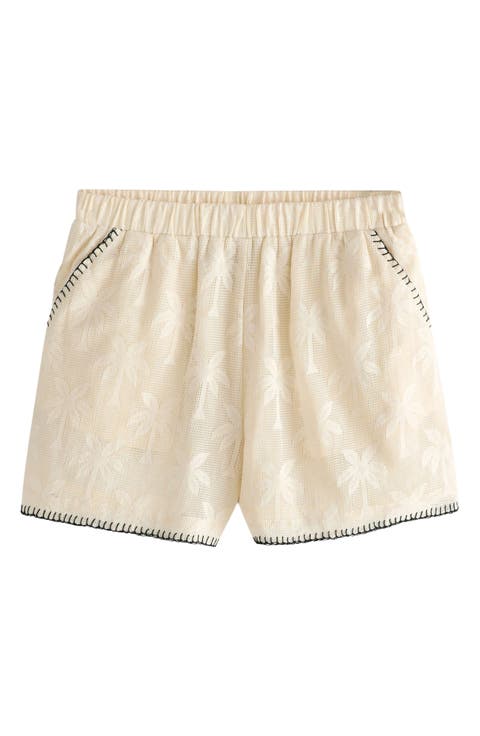 Palm Jacquard Open Knit Shorts