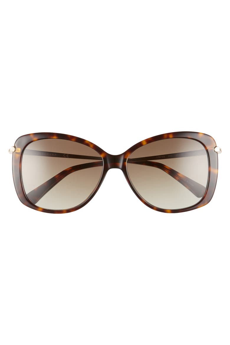 56mm Gradient Lens Butterfly Sunglasses, Alternate, color, DARK HAVANA