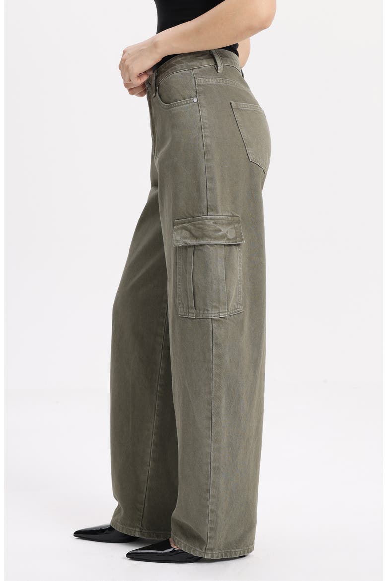 Low Rise Barrel Cargo Jeans, Alternate, color, GREEN
