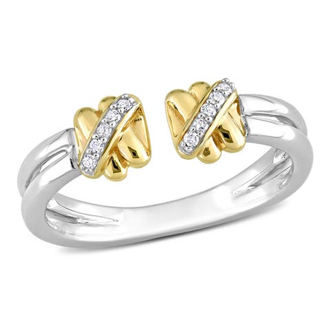 Diamond Crossover Open Ring 14k