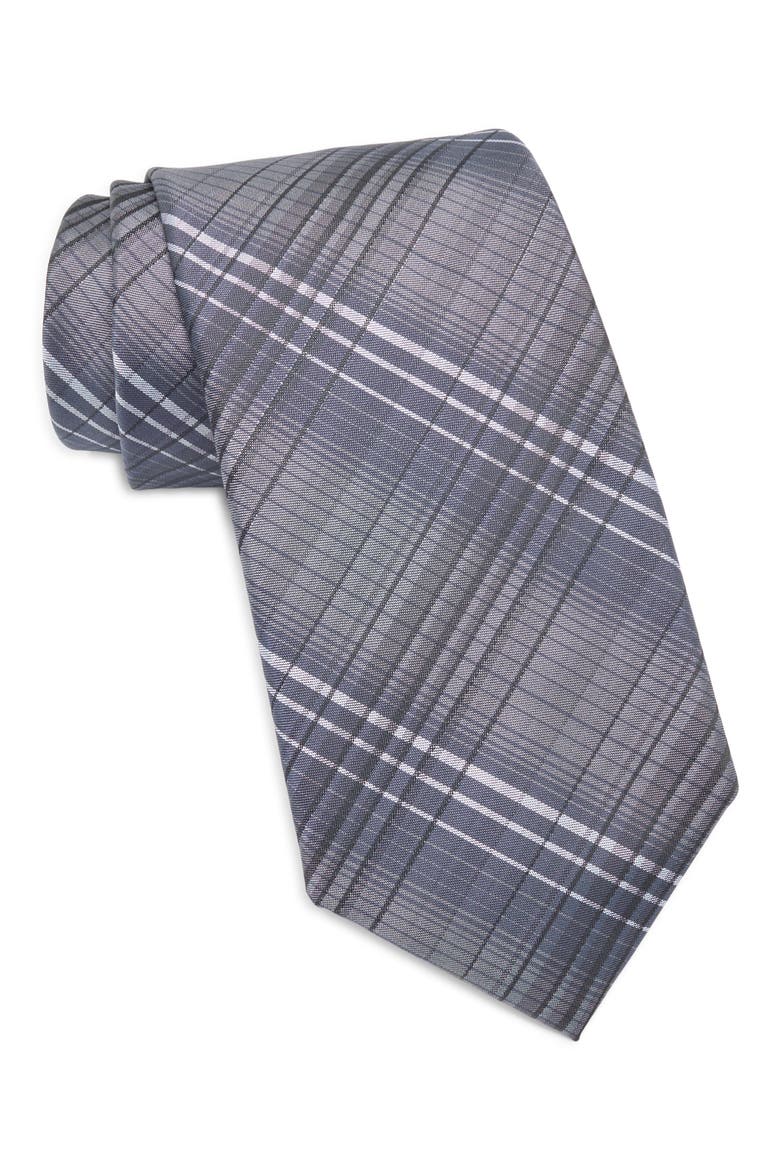 Nelson Plaid Tie, Main, color, BLACK
