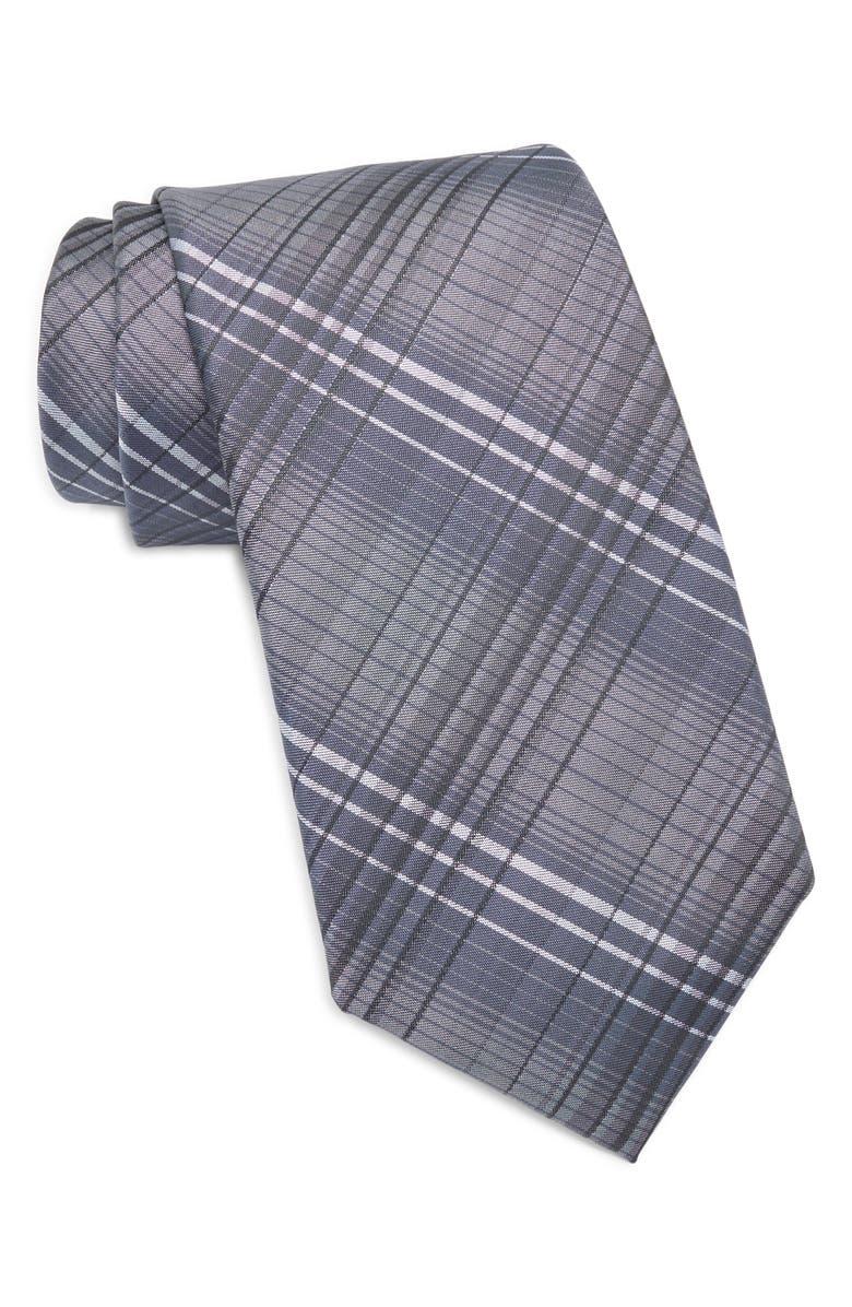 Calvin Klein Nelson Plaid Tie, Main, color, Black