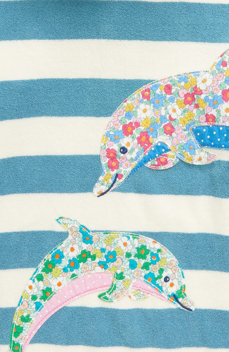 Mini Boden Kids' Appliqué Terry Cloth Hooded Cover-Up, Alternate, color, 