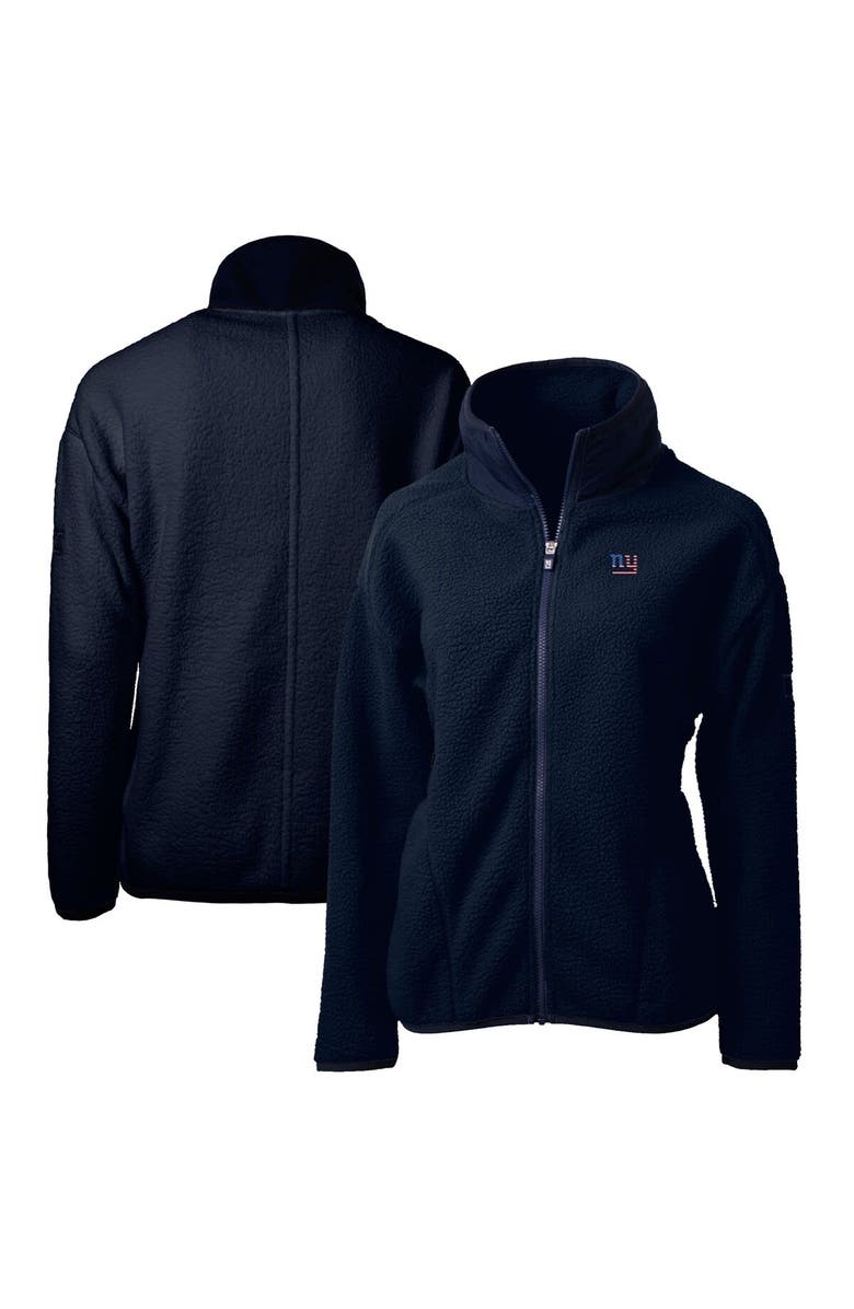 Cutter & Buck Women's Cutter & Buck Navy New York Giants Americana Cascade Eco Sherpa Fleece Full-Zip Jacket, Main, color, 
