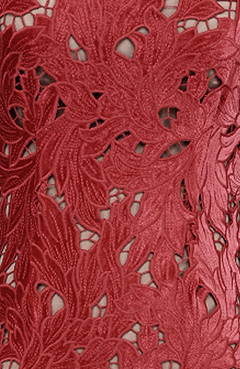 HOUSE OF CB Tiff Velvet Lace Dress, Alternate, color, Hauted Red