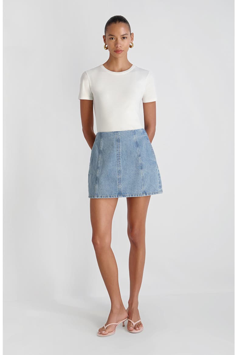 '90s Seamed Denim Miniskirt, Alternate, color, 90'S DENIM WASH