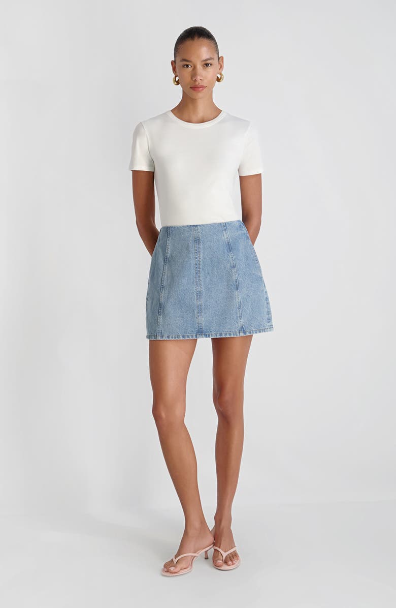 French Connection '90s Seamed Denim Miniskirt, Alternate, color, 90'S Denim Wash