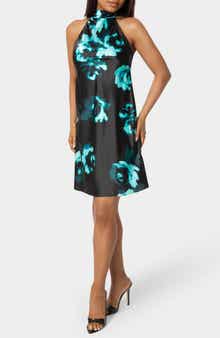 bebe Satin Mock Neck Bow Back Minidress