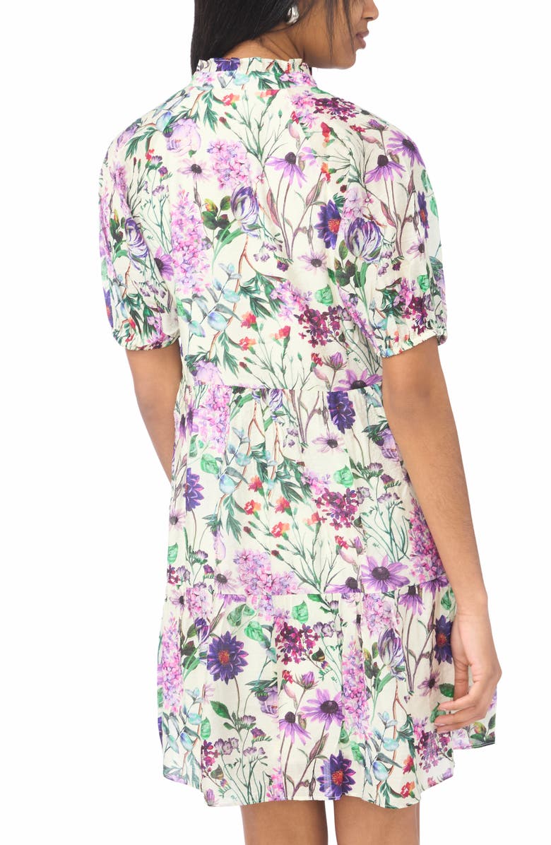 CeCe Puff Sleeve Tiered Babydoll Dress, Alternate, color, Cream/ Multi