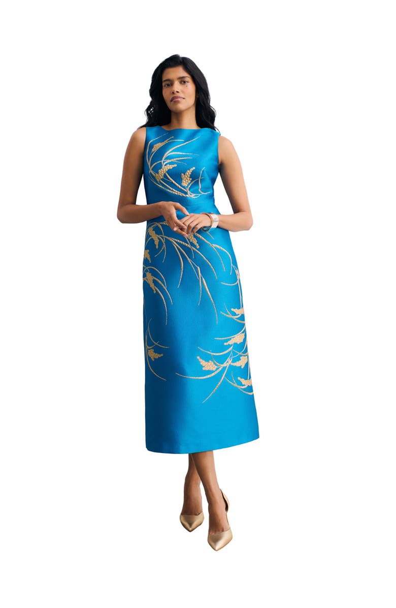 The Fold Eden Jacquard Dress, Main, color, Blue