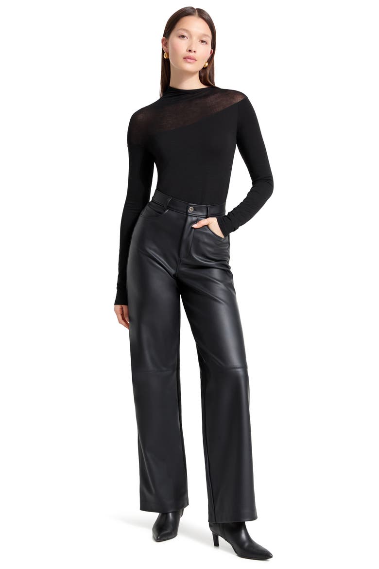 Dove Sheer Trim Top, Alternate, color, BLACK