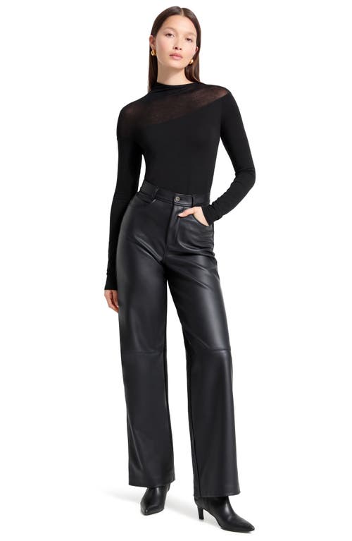 Marcella Dove Sheer Trim Top In Black