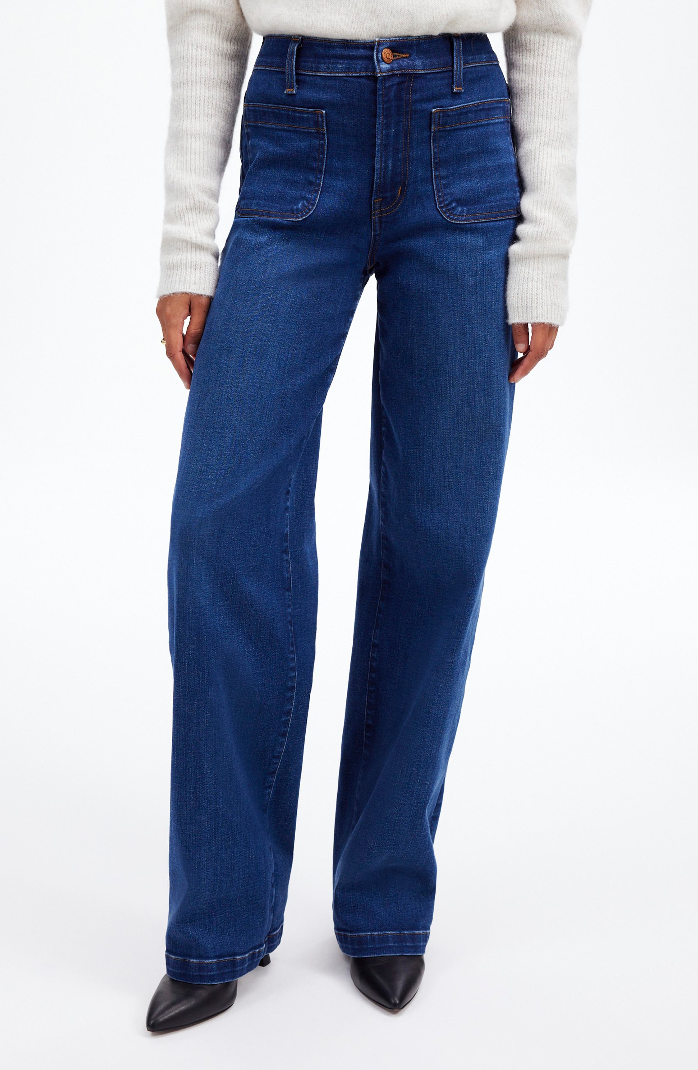Emmett Patch Pocket Wide Leg Jeans