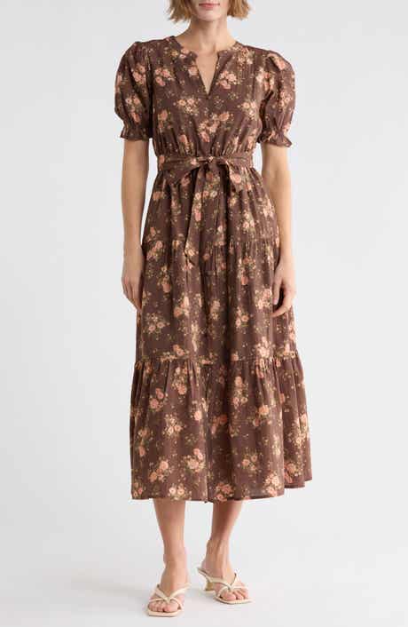 Floral Tie Waist Midi Dress