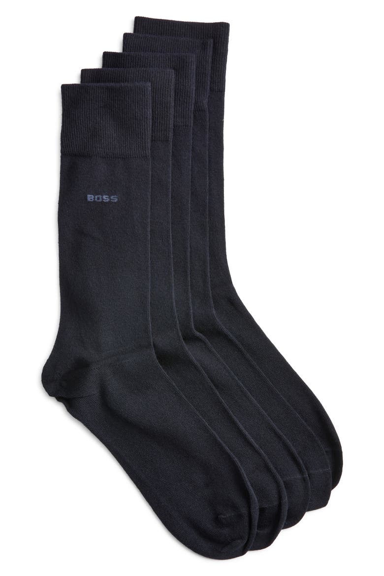 5-Pack Crew Socks, Main, color, DARK BLUE