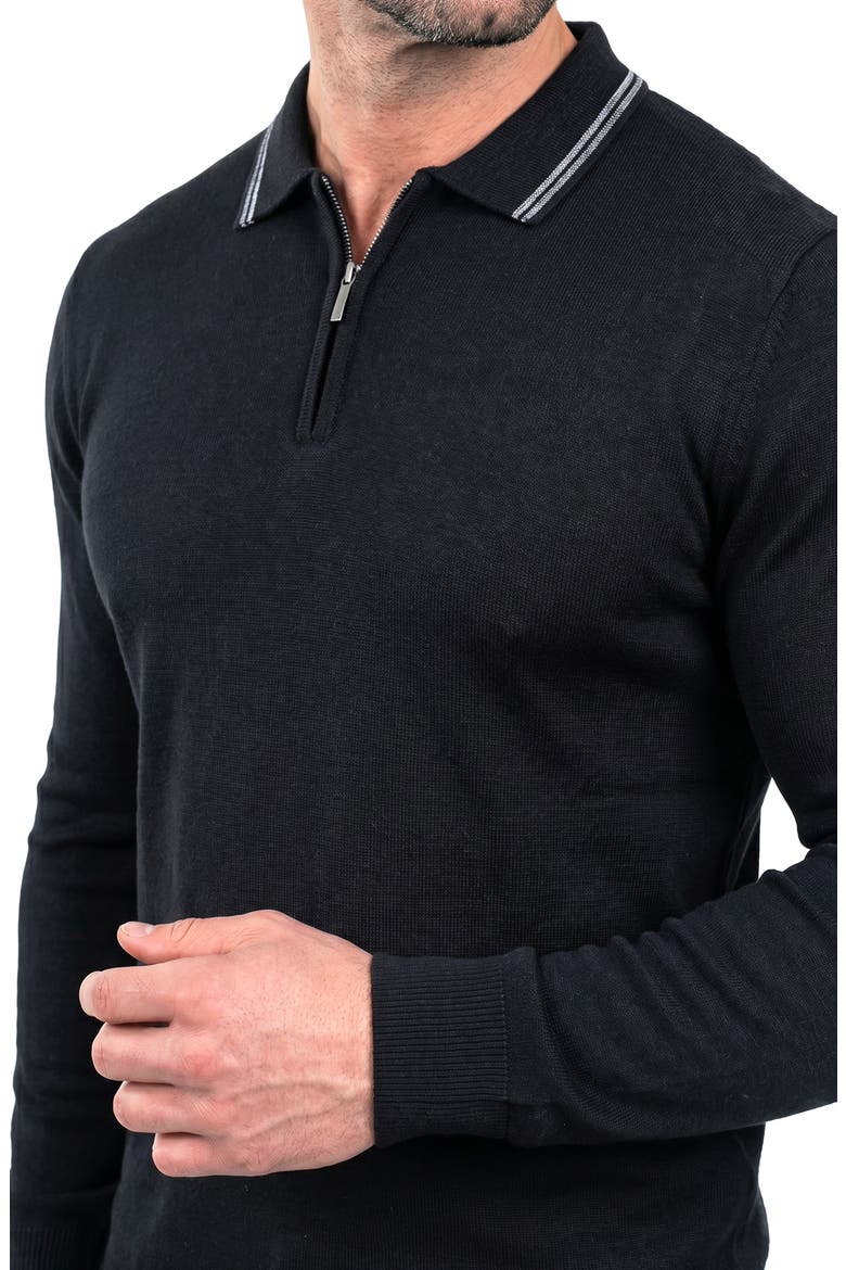Quarter Zip Merino Wool Sweater, Alternate, color, BLACK