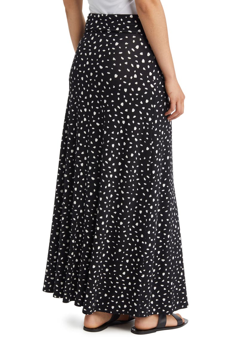 Roll Waist Maxi Skirt, Alternate, color, BLACK/IVORY