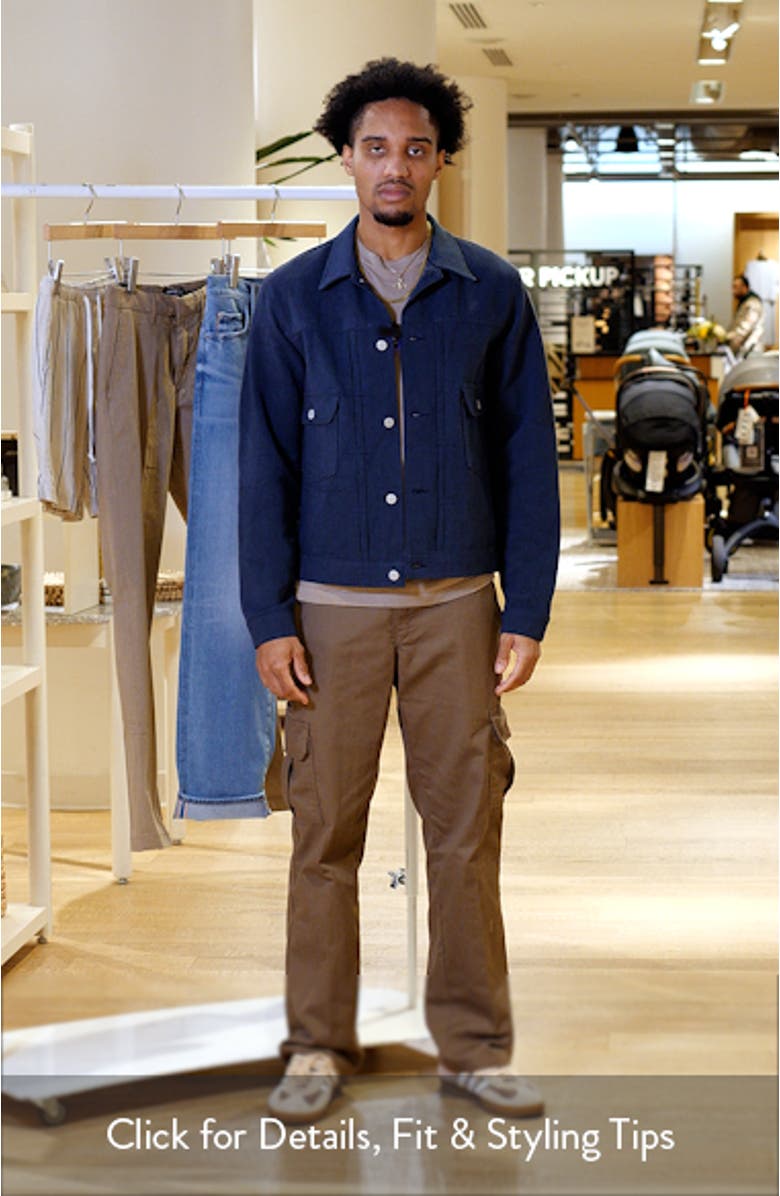 Navy Cotton & Linen Twill Trucker Jacket, sales video thumbnail