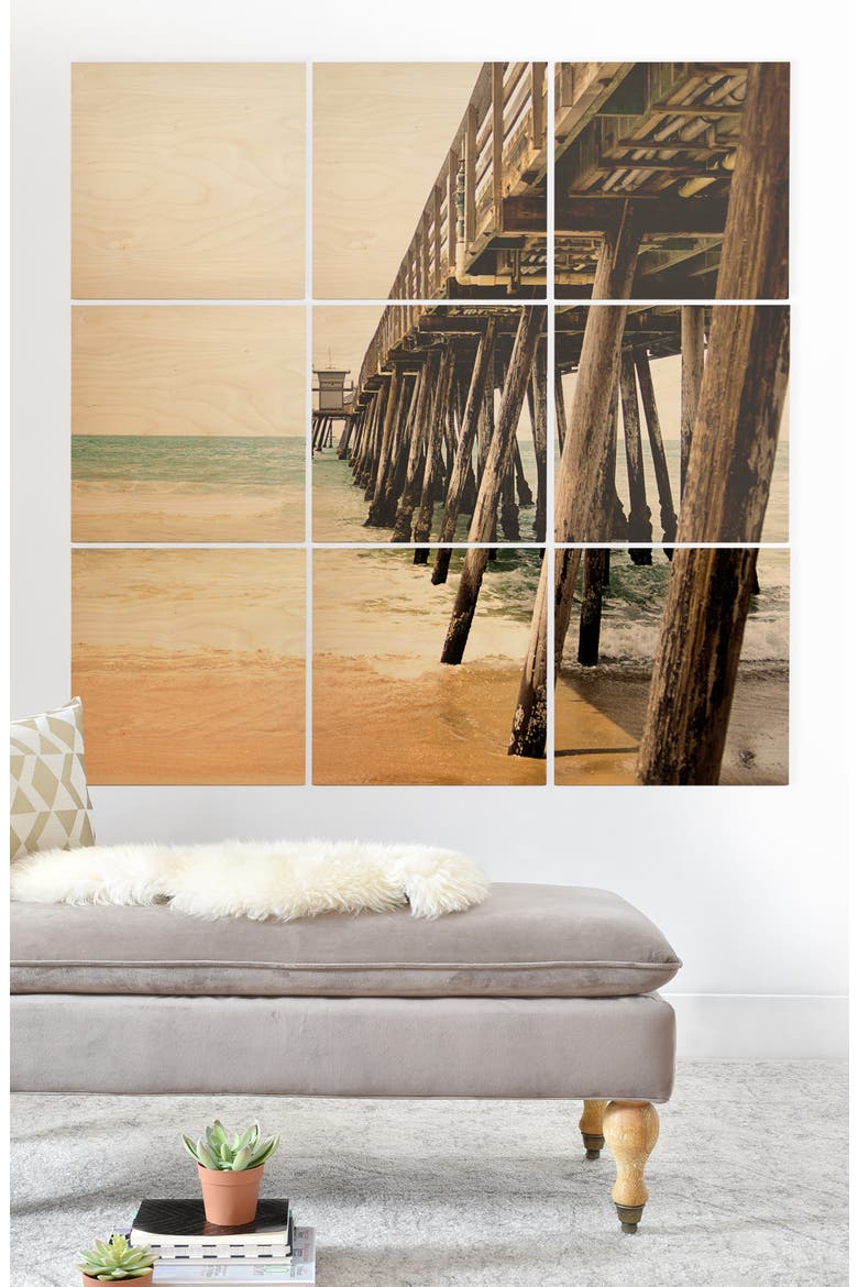 Down by the Pier 9-Piece Wood Wall Mural, Alternate, color, GREY