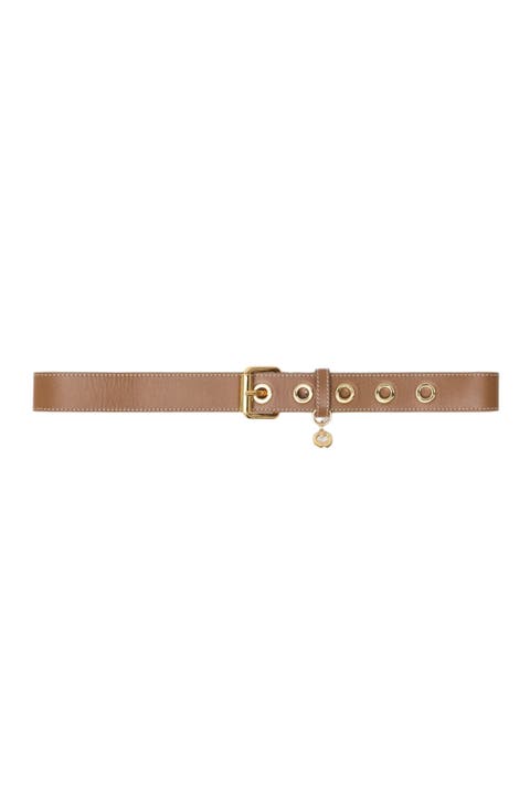 Leather belt with eyelets
