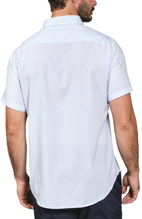 7 Diamonds Orion Neat Short Sleeve Performance Button-up Shirt In Light Blue